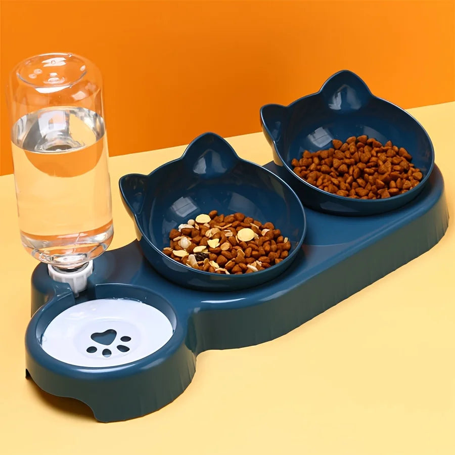 Pet Bowls With Water Feeder, 3 In 1 Ear Design Food Bowl