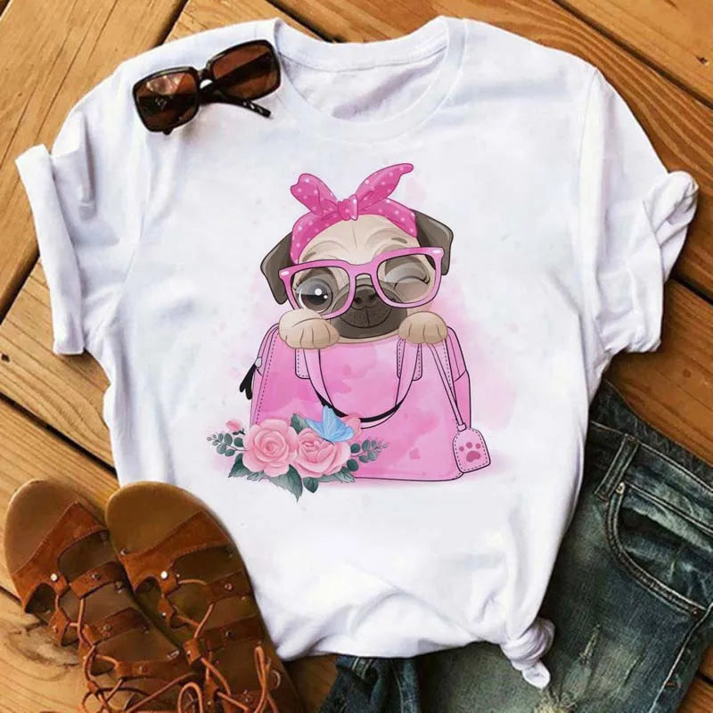 Cute French Bulldog T-shirt Animal Print Pattern Shirt