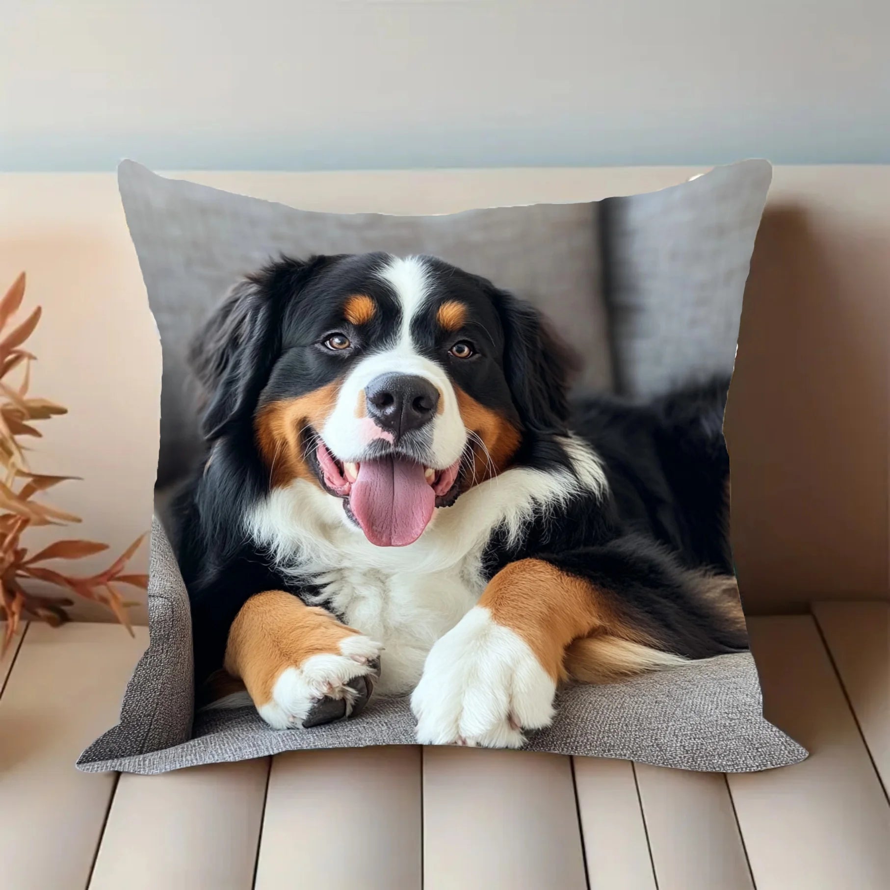Modern Bernese Mountain Dog Pillow Cover Decor