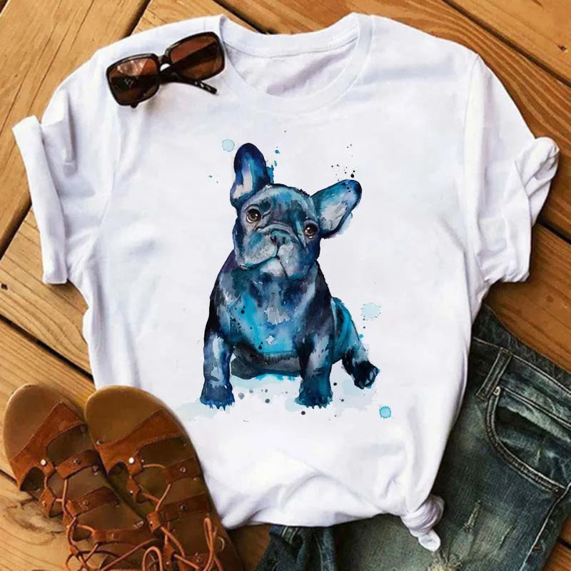 Cute French Bulldog T-shirt Animal Print Pattern Shirt