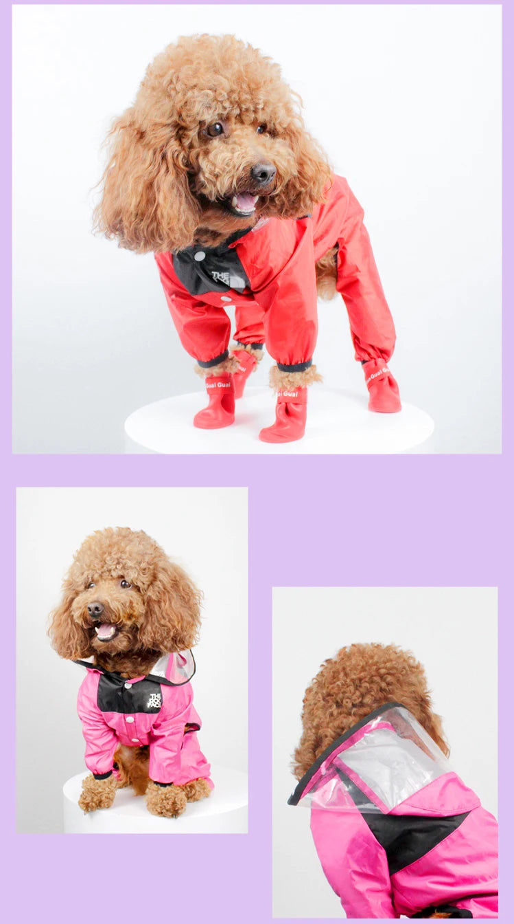 Pet Dog Raincoat The Dog Face Pet Clothes Jumpsuit