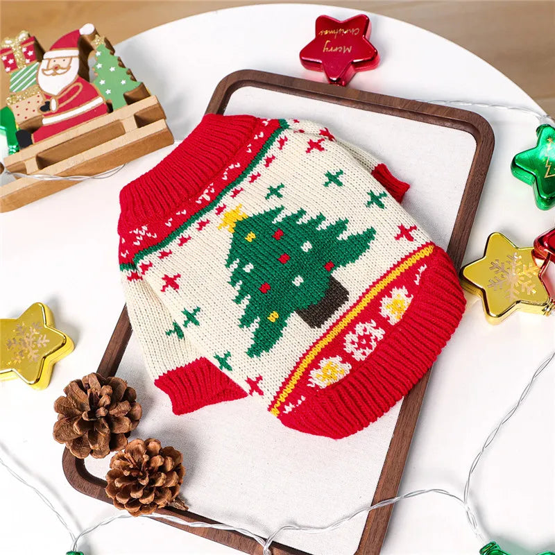 Winter Cartoon Dog Clothes Warm Christmas Sweater