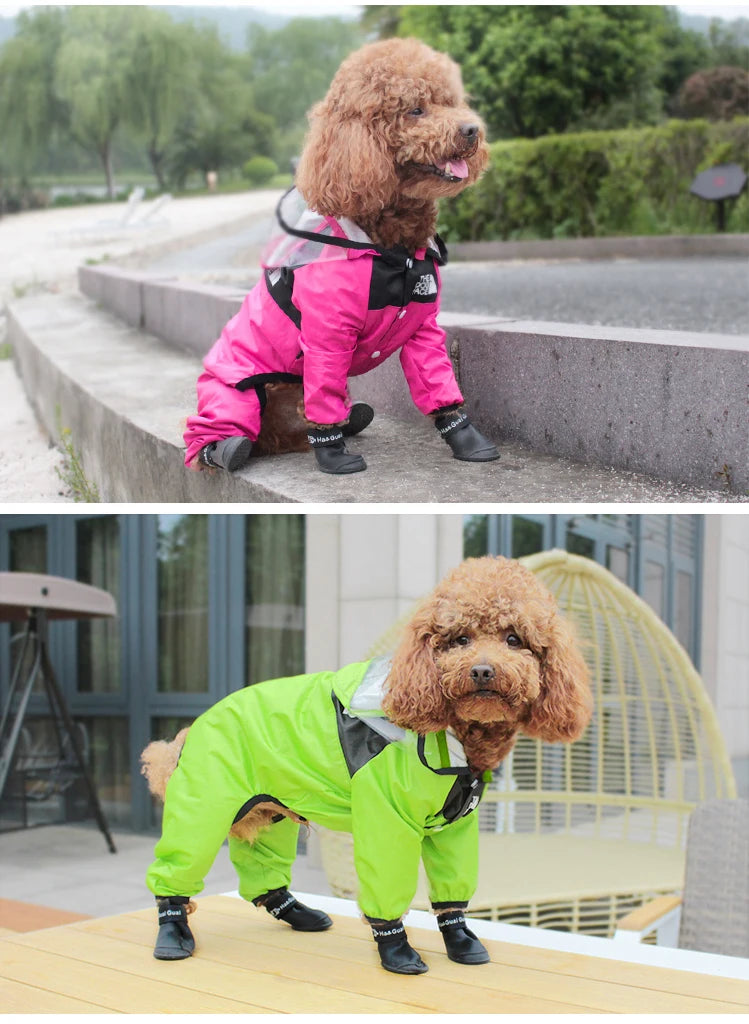 Pet Dog Raincoat The Dog Face Pet Clothes Jumpsuit