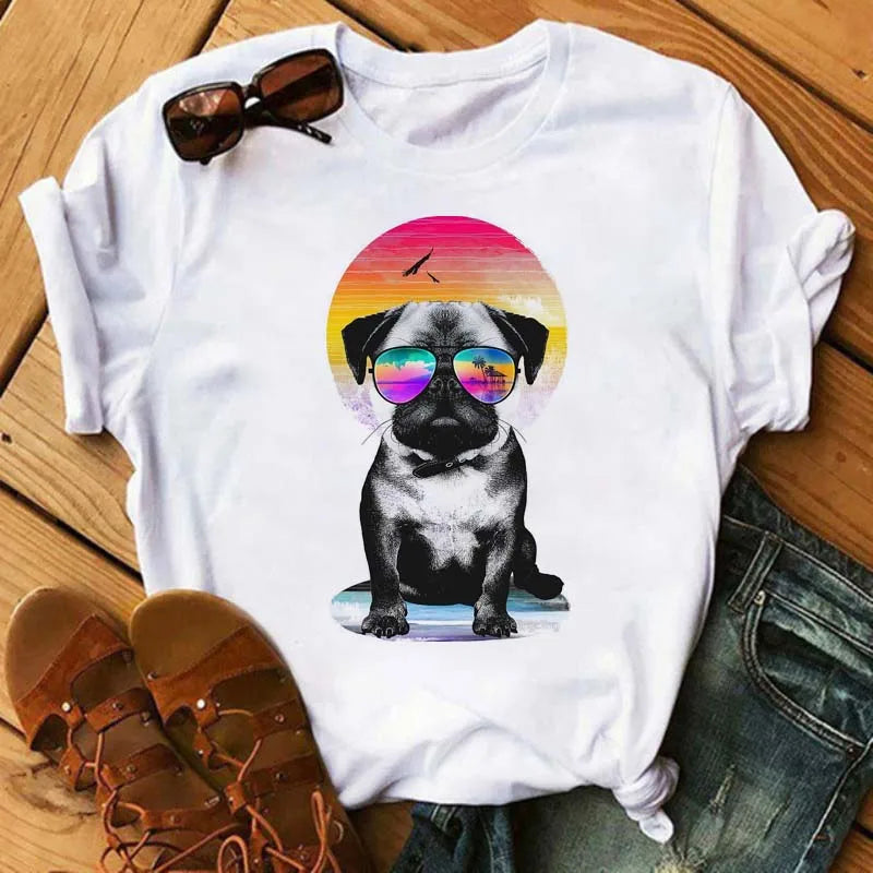 Cute French Bulldog T-shirt Animal Print Pattern Shirt