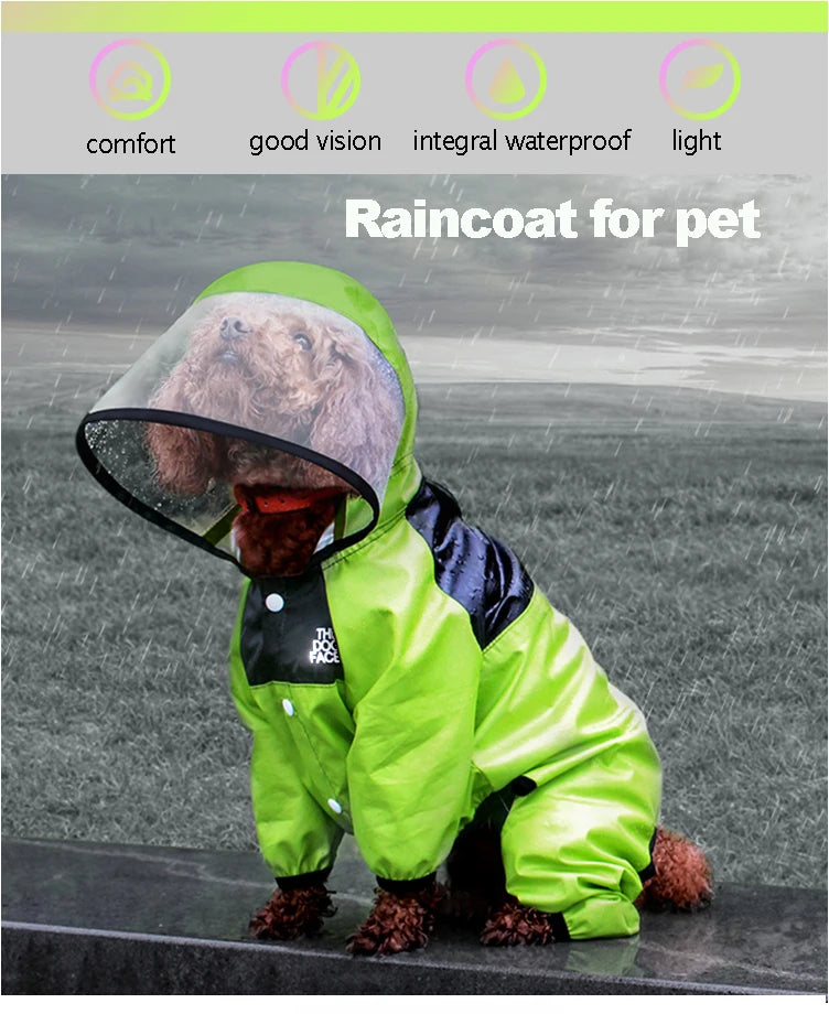 Pet Dog Raincoat The Dog Face Pet Clothes Jumpsuit