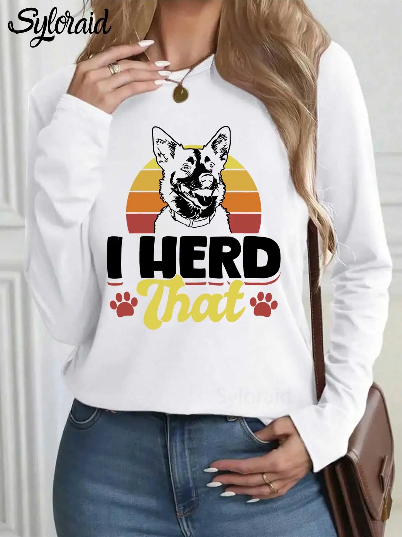 Women's Long Sleeve T Shirt Cattle Dog Shirt Fashion Top