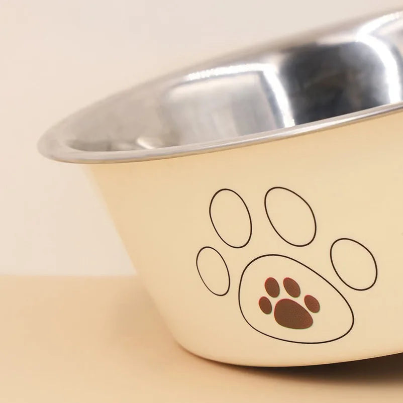 Stainless steel footprint dog bowl  bowl dog bowl cartoon