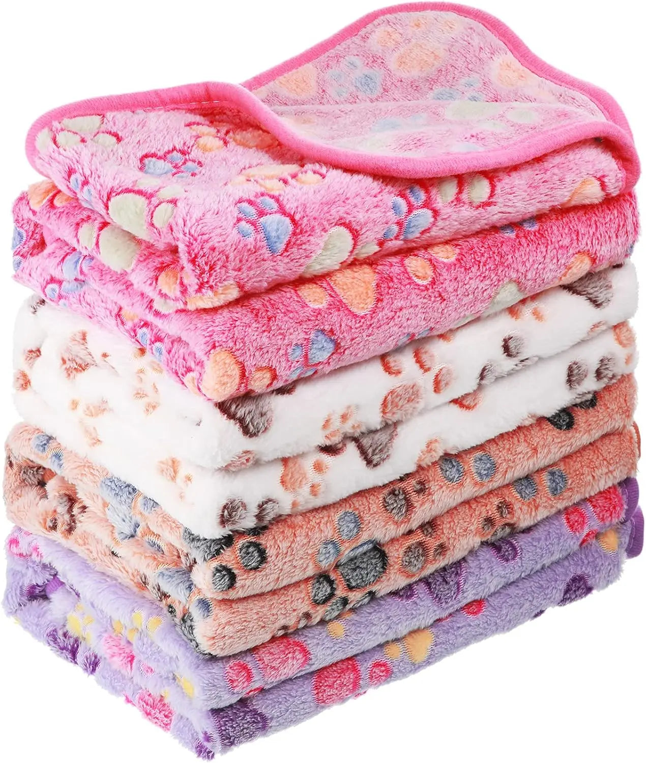 Pet Blanket Set with Paw Print Design Soft Fleece for Dogs