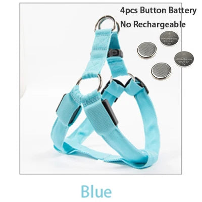 LED Dog Harness Rechargeable Flashing Night Safety