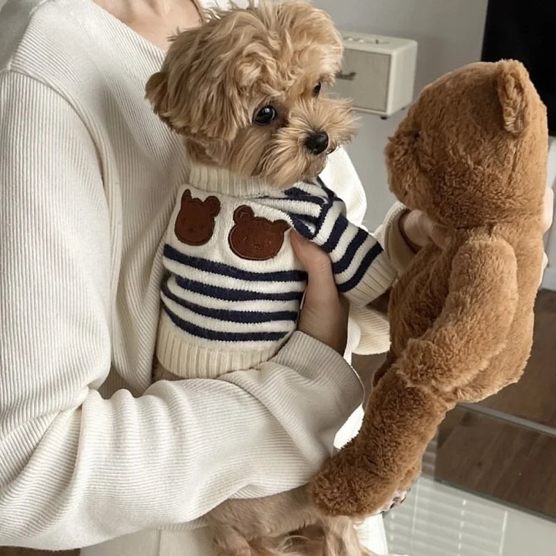 Luxury Dog Clothes Bear Striped Sweater  Pet Supplies