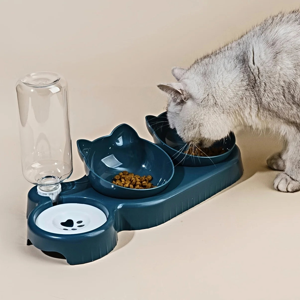 Pet Bowls With Water Feeder, 3 In 1 Ear Design Food Bowl