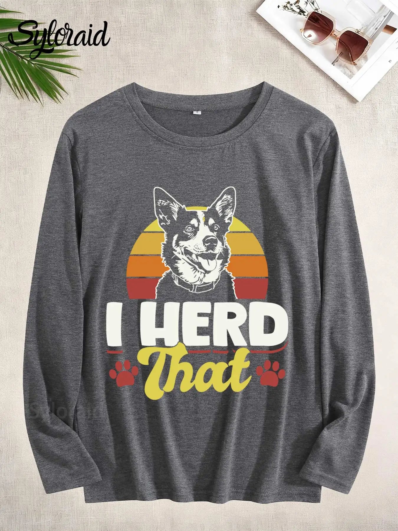 Women's Long Sleeve T Shirt Cattle Dog Shirt Fashion Top