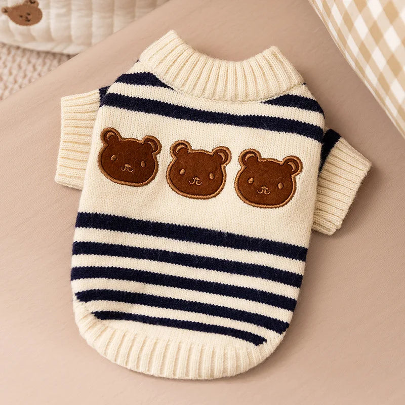 Luxury Dog Clothes Bear Striped Sweater  Pet Supplies