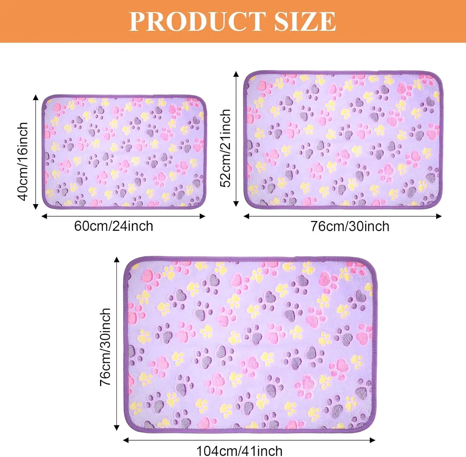 Pet Blanket Set with Paw Print Design Soft Fleece for Dogs