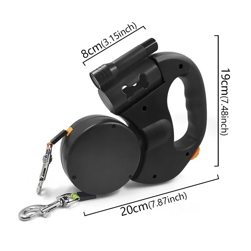 Dog leash Flashlight Poop Bag Dispenser Reflective Pet