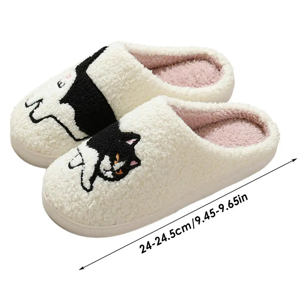 Women autumn Winter Warm Slippers Cartoon Cat Shoes