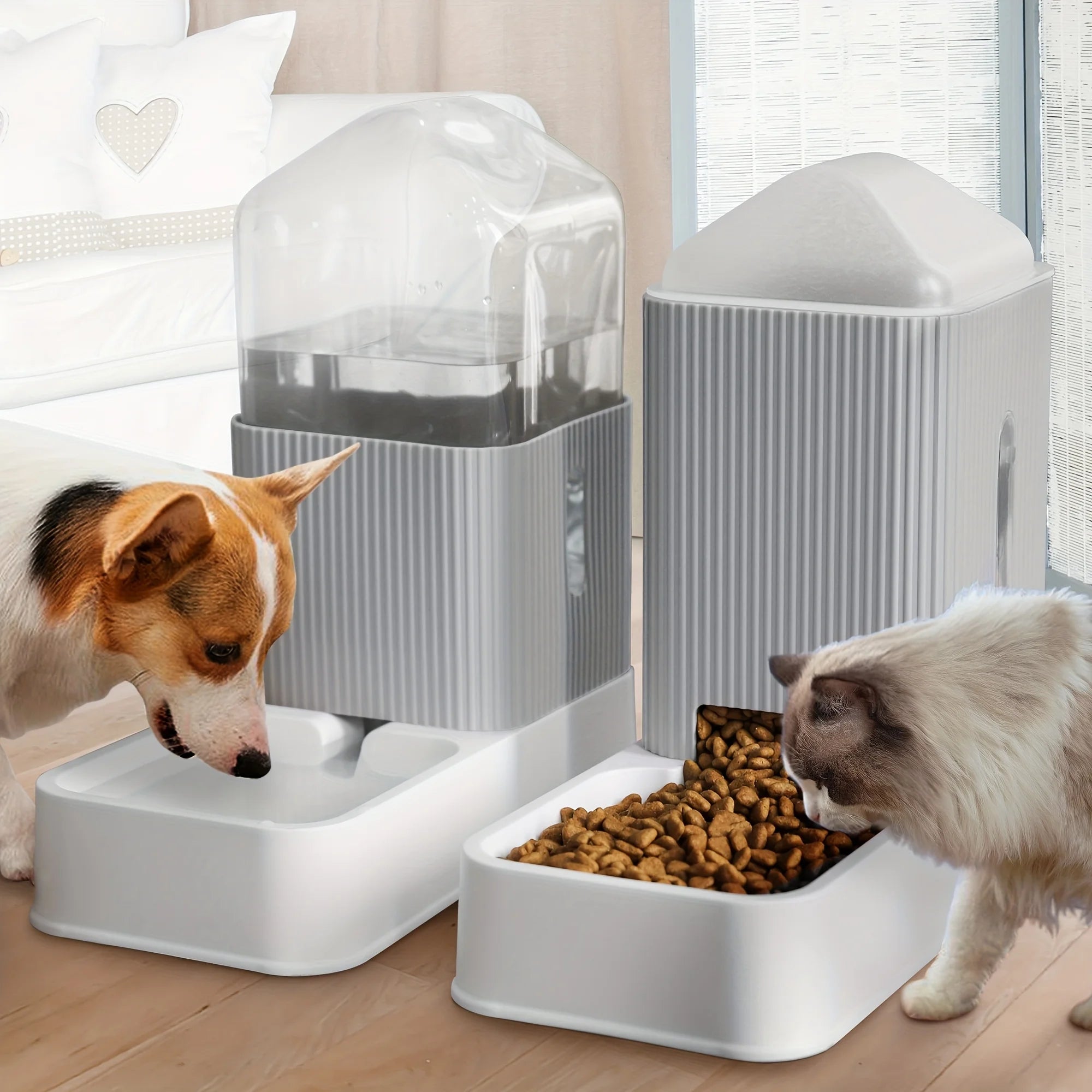 Dog/Cat Feeder And Water Dispenser Combo Pet Food