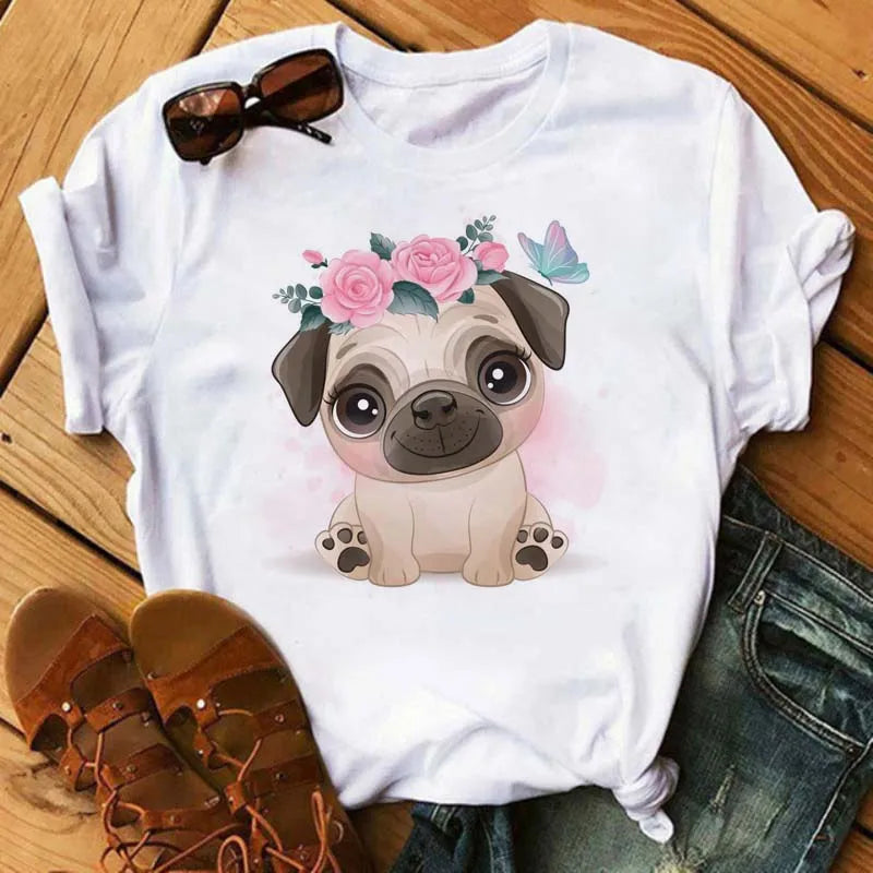 Cute French Bulldog T-shirt Animal Print Pattern Shirt