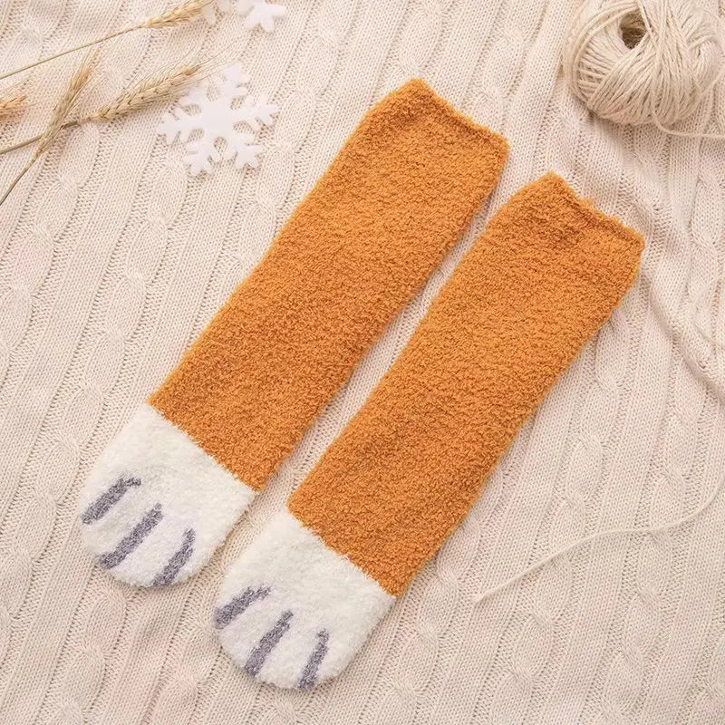 Women Winter Warm Fluffy Socks Cute Animal Claw Socks