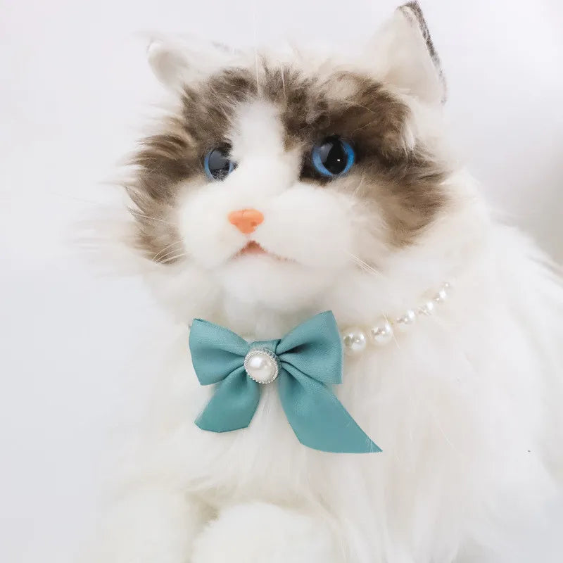 Pet Collar Pearl Bow Necklace Jewelry Cute Collar Puppy
