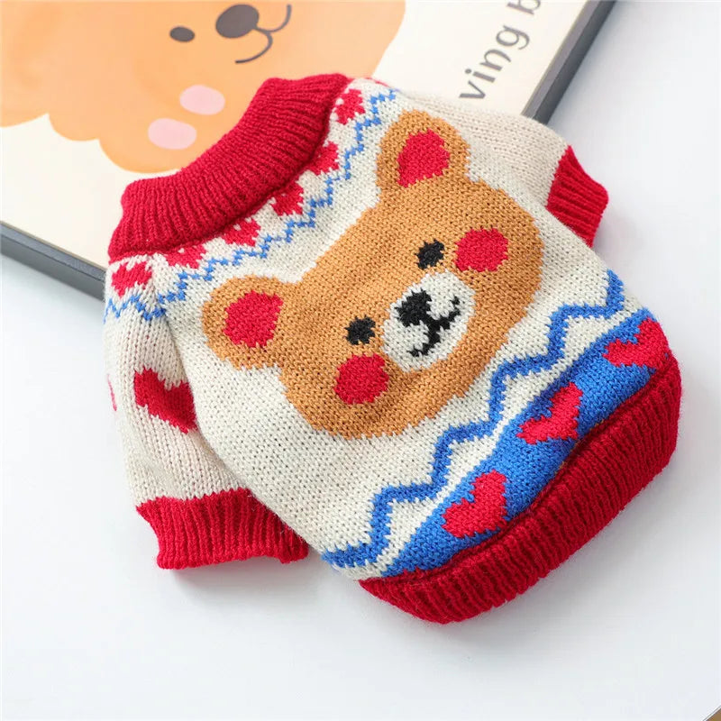 Winter Cartoon Dog Clothes Warm Christmas Sweater