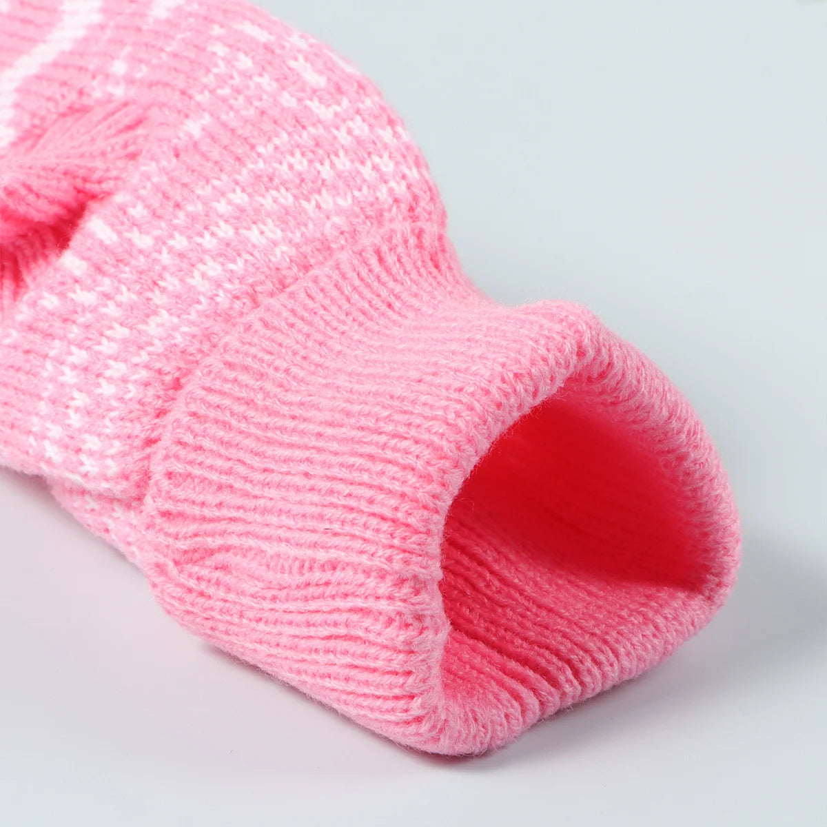 Winter Pet Knitted Sweater Pink Collar Puppy Warm Dog