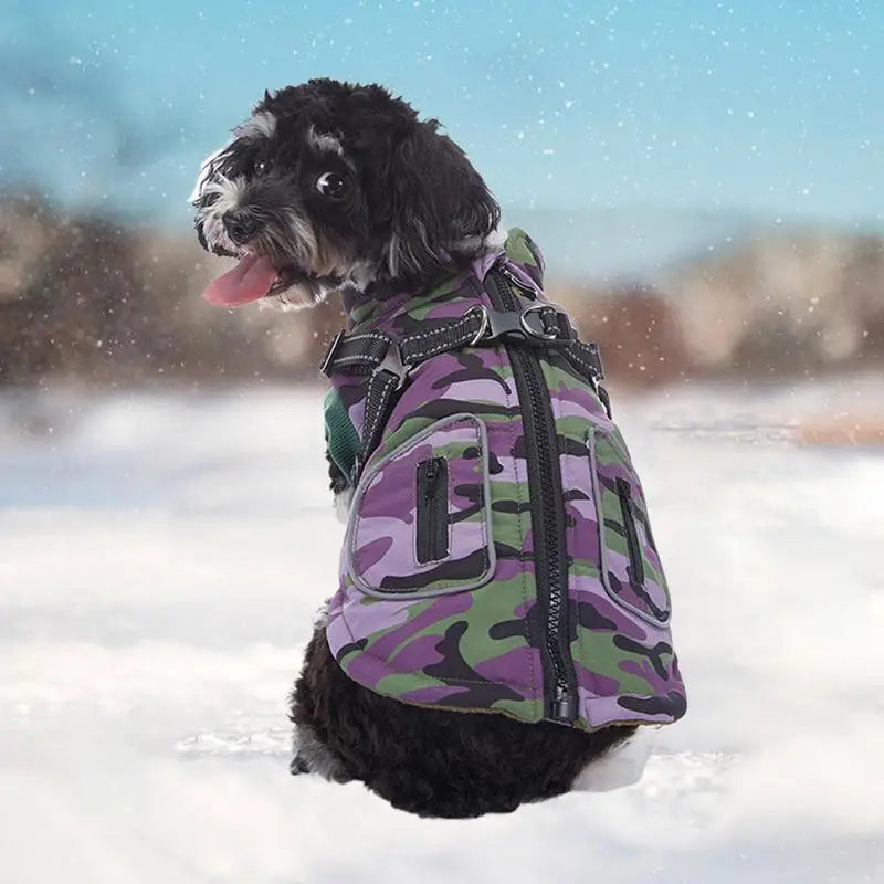 Dog Coat With Reflective Harness Winter  Waterproof Coat