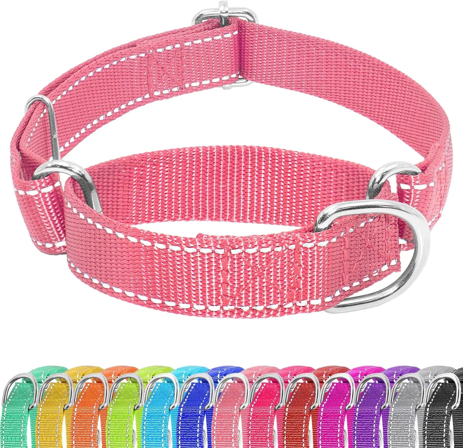 Adjustable No Buckle Martingale Dog Collar Reflective Slip