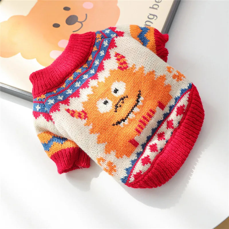 Winter Cartoon Dog Clothes Warm Christmas Sweater
