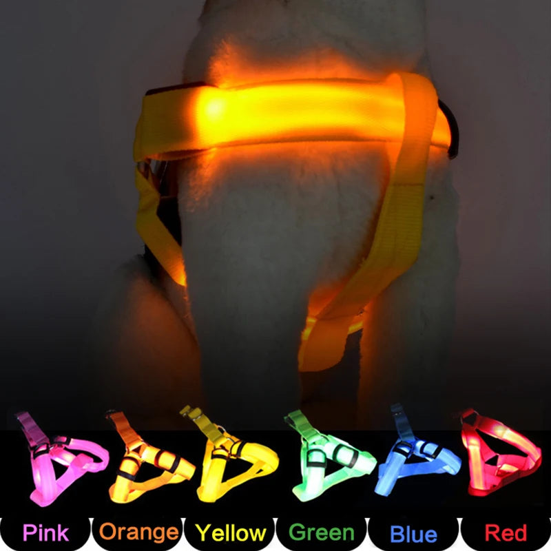 LED Dog Harness Rechargeable Flashing Night Safety