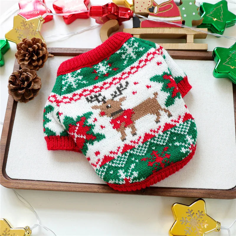Winter Cartoon Dog Clothes Warm Christmas Sweater