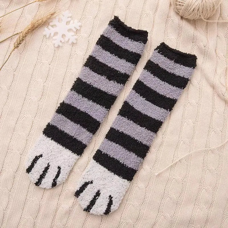 Women Winter Warm Fluffy Socks Cute Animal Claw Socks