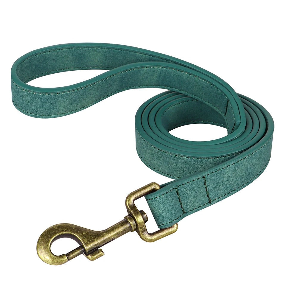 Custom PU Leather Harness And Leash Engraved Dog