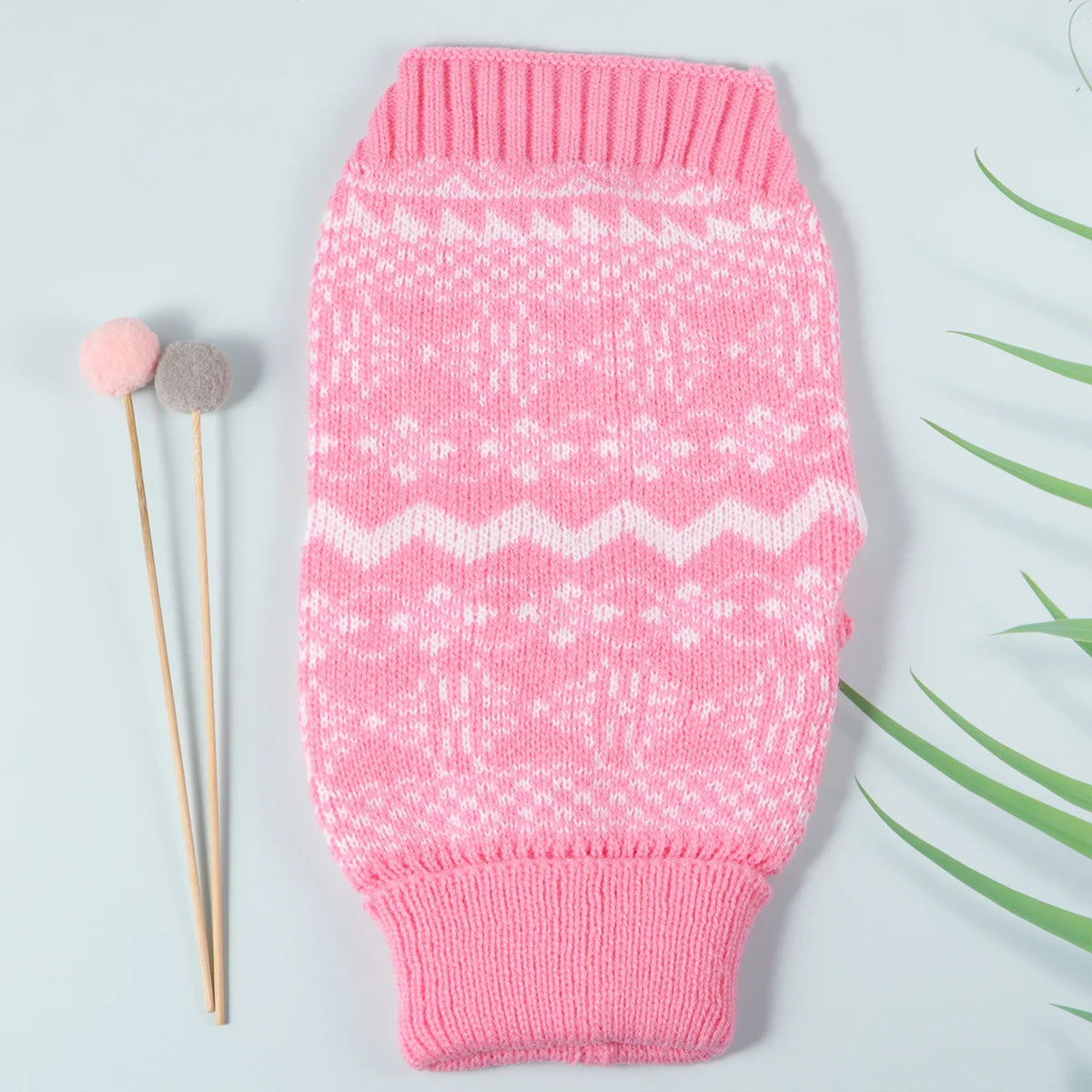 Winter Pet Knitted Sweater Pink Collar Puppy Warm Dog
