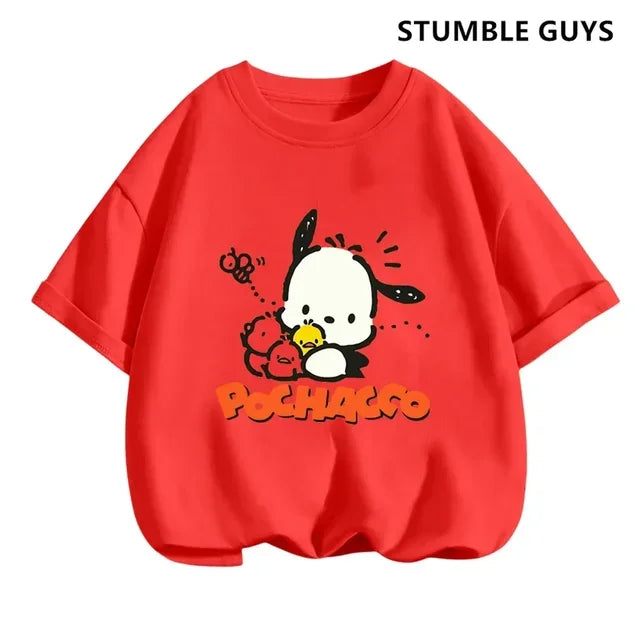 Summer New Trendy and Cool Children's T-shirt with Parcha Dog