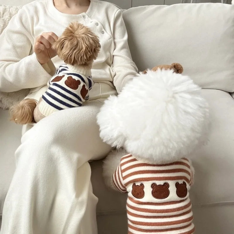 Luxury Dog Clothes Bear Striped Sweater  Pet Supplies