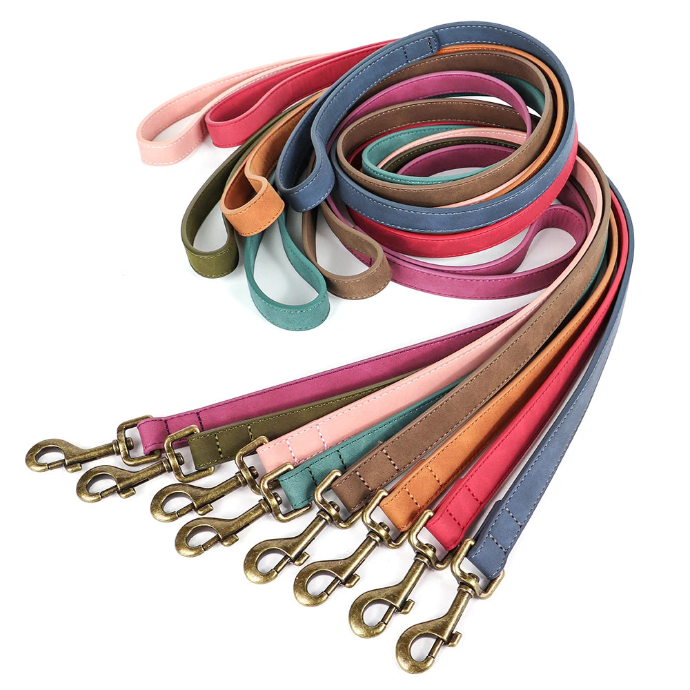 Custom PU Leather Harness And Leash Engraved Dog