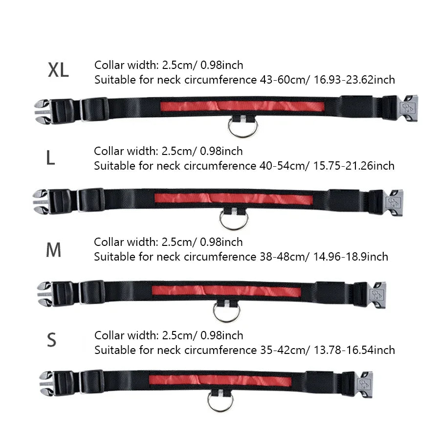 Glowing Dog Collar Nylon LED Night Safetly Glow