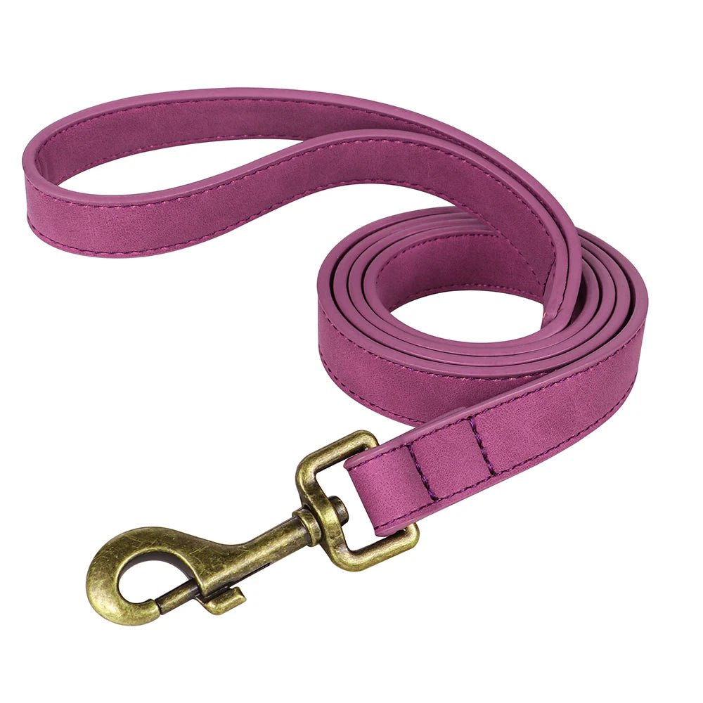 Custom PU Leather Harness And Leash Engraved Dog