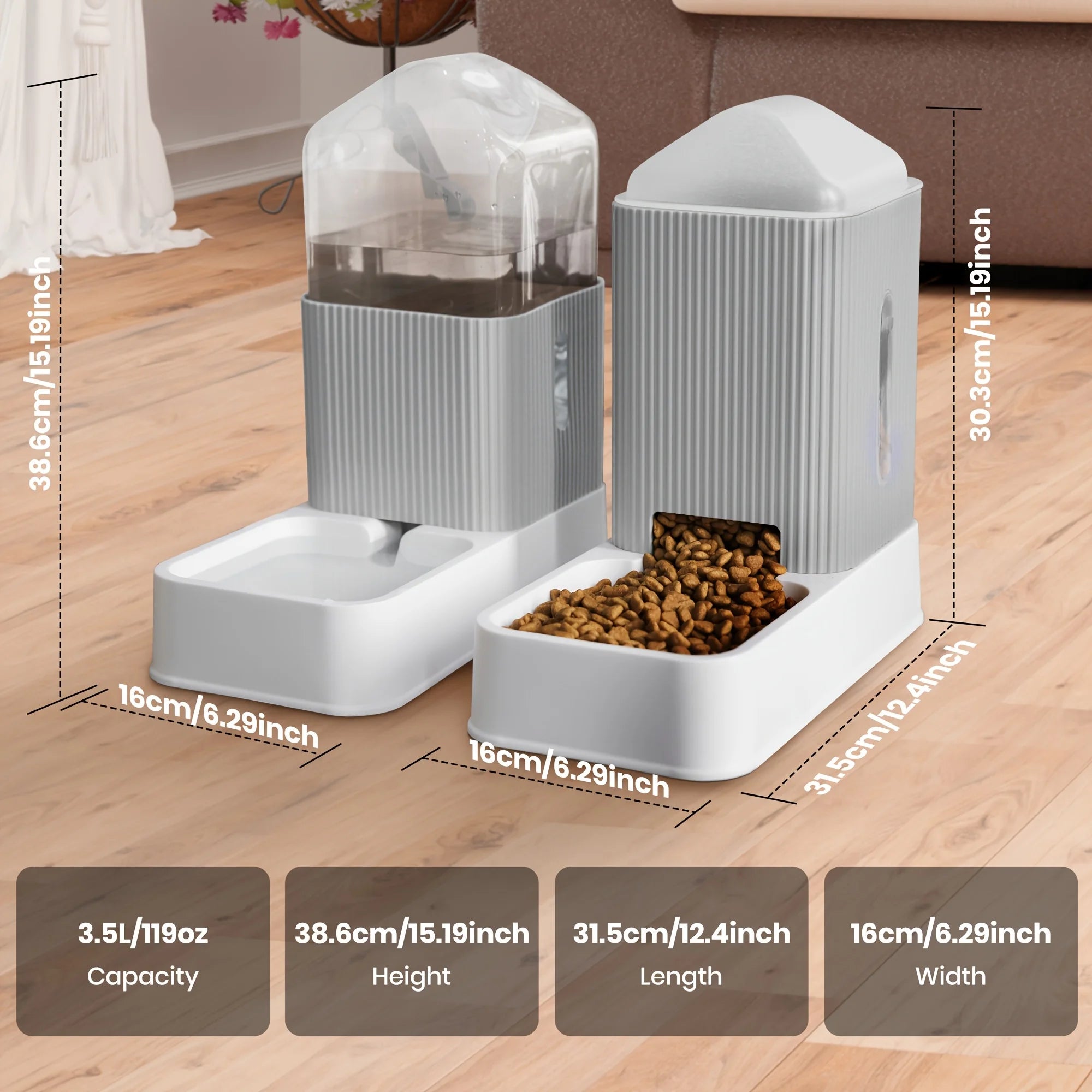 Dog/Cat Feeder And Water Dispenser Combo Pet Food