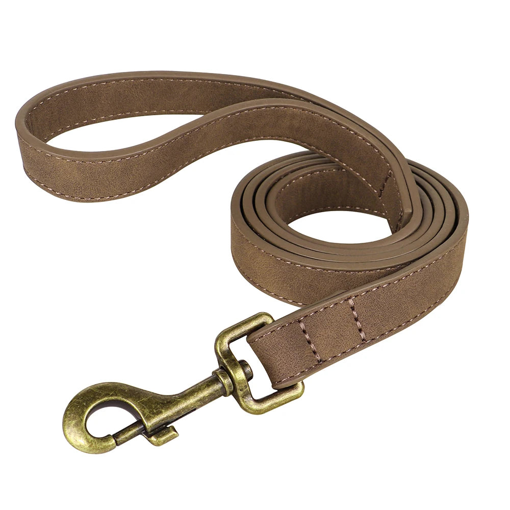 Custom PU Leather Harness And Leash Engraved Dog