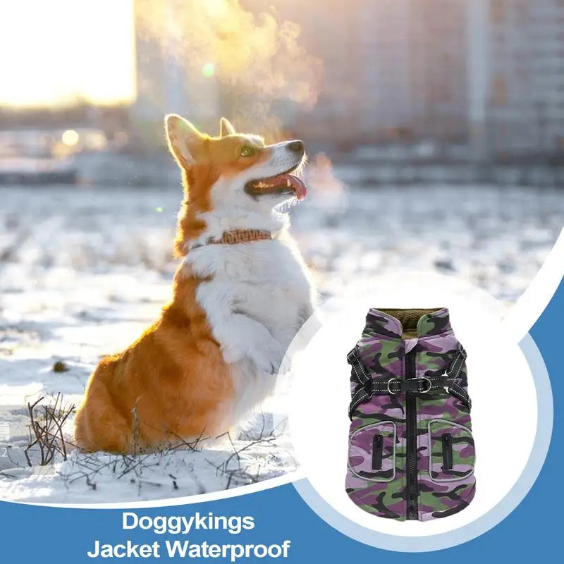 Dog Coat With Reflective Harness Winter  Waterproof Coat