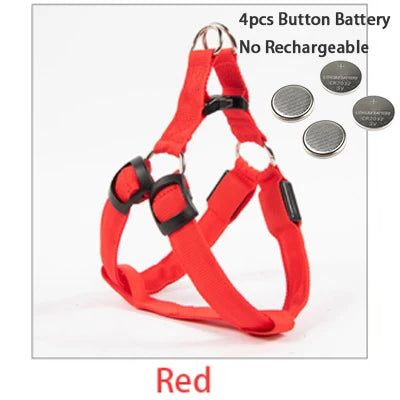 LED Dog Harness Rechargeable Flashing Night Safety