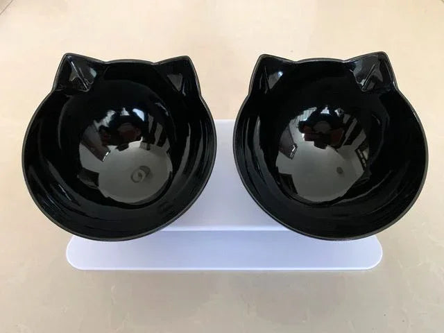 Double Cat & Dog Bowl With Stand Pet Feeding Pet Bowls