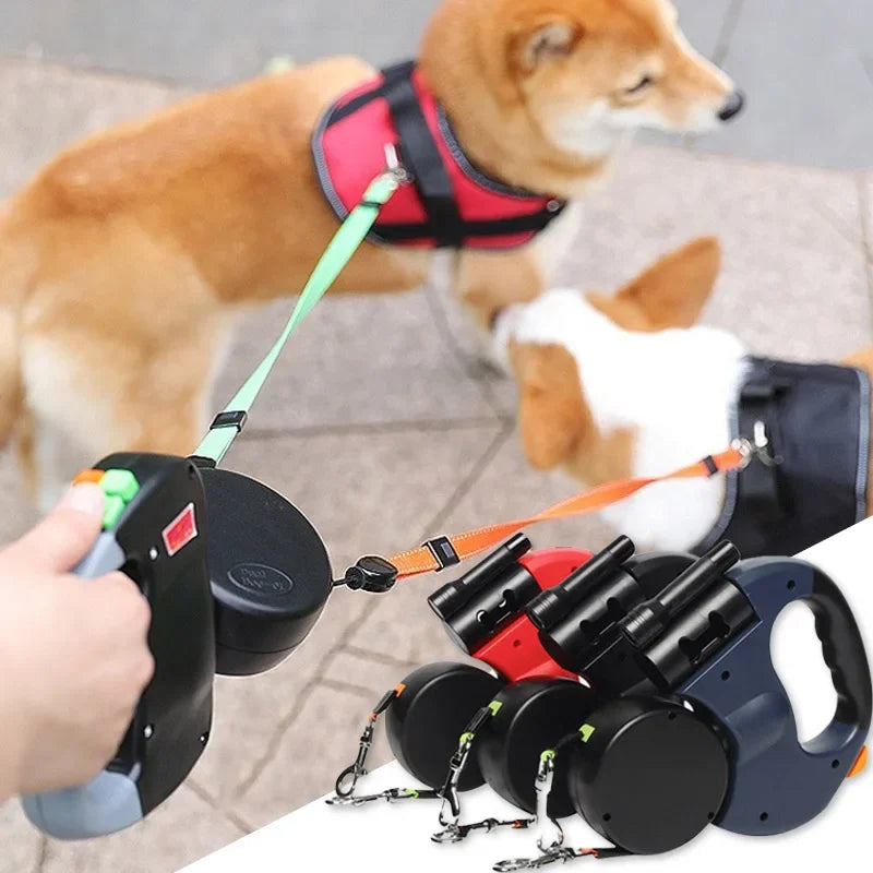 Dog leash Flashlight Poop Bag Dispenser Reflective Pet
