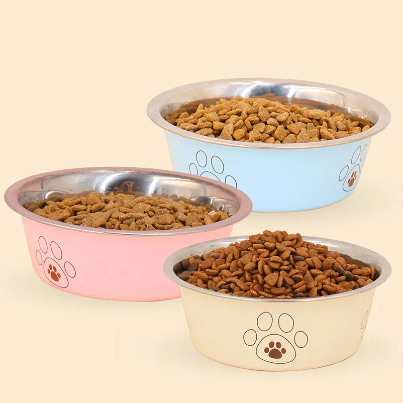 Stainless steel footprint dog bowl  bowl dog bowl cartoon