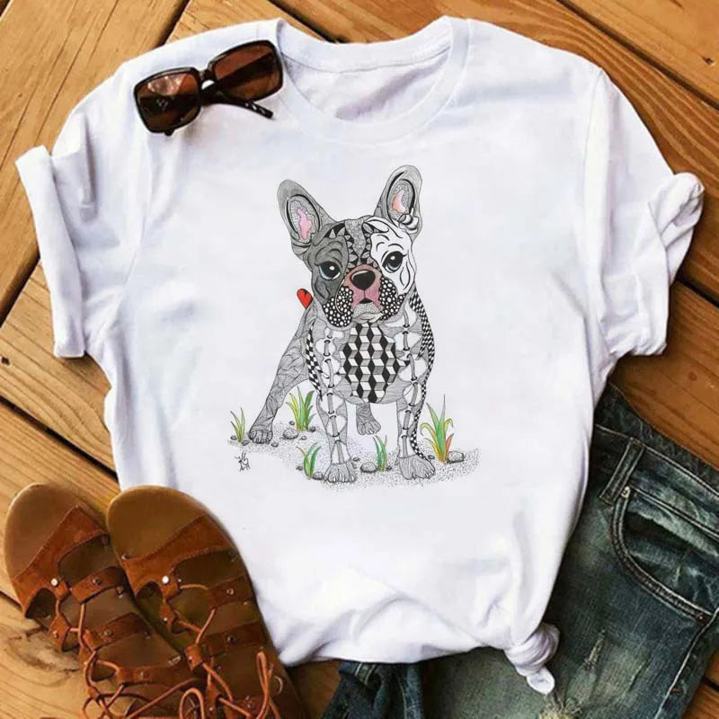 Cute French Bulldog T-shirt Animal Print Pattern Shirt
