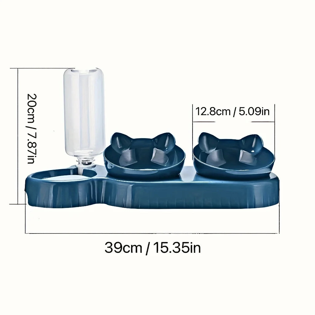 Pet Bowls With Water Feeder, 3 In 1 Ear Design Food Bowl