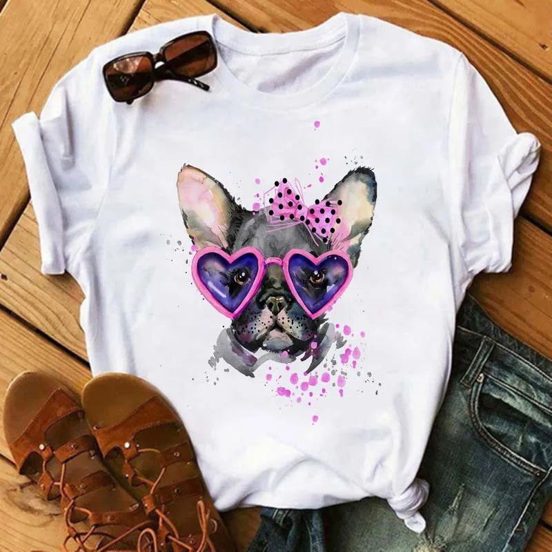 Cute French Bulldog T-shirt Animal Print Pattern Shirt