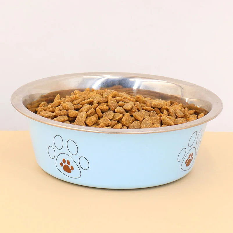 Stainless steel footprint dog bowl  bowl dog bowl cartoon